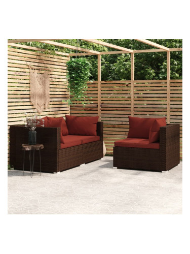 Sonata H Градински комплект с възглавници, 3 части, кафяв, полиратан