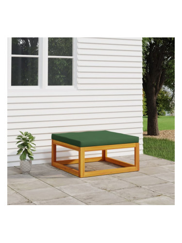 Sonata H Градинска табуретка със зелена възглавница масивно дърво акация