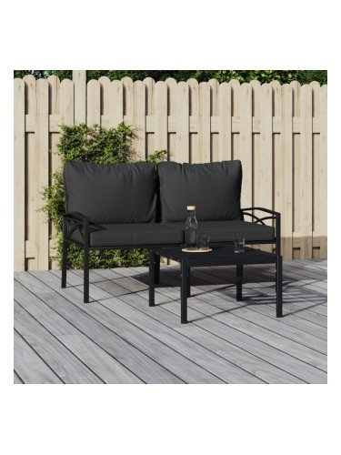 Sonata H Градински столове със сиви възглавници 2 бр 62x75x79 см стомана