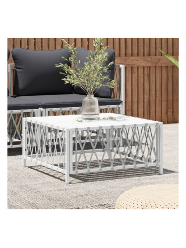 Sonata H Градинска маса, бяла, 70x70x34 см, тъкан текстил