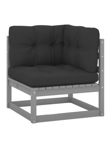 Sonata H Градински ъглов диван с възглавници антрацит борово дърво масив