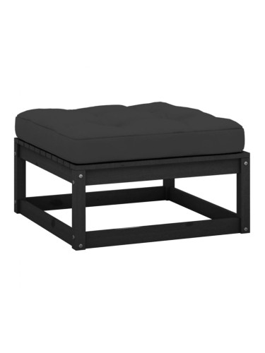 Sonata H Градинска табуретка с възглавница черна борова дървесина масив