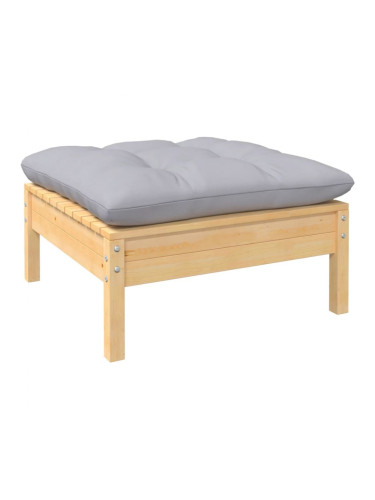 Sonata H Градинска табуретка със сива възглавница, бор масив