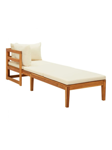 Sonata H Шезлонг с 1 подлакътник, кремавобял, акациево дърво масив