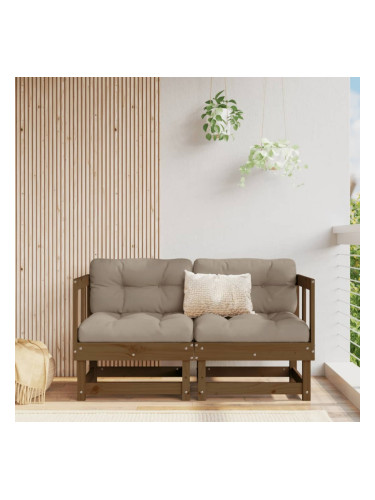 Sonata H Градински ъглови дивани, 2 бр, меденокафяви, бор масив