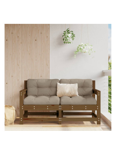 Sonata H Градински ъглови дивани, 2 бр, меденокафяви, бор масив