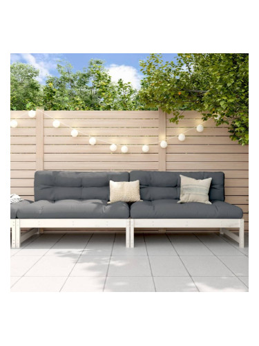 Sonata H Градински средни дивани 2 бр бели 120x80 см борово дърво масив
