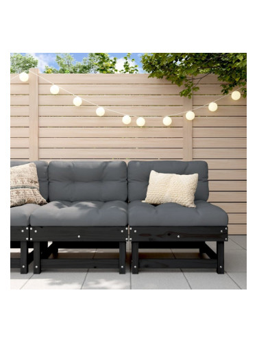 Sonata H Градински средни дивани, 2 бр, черни, бор масив