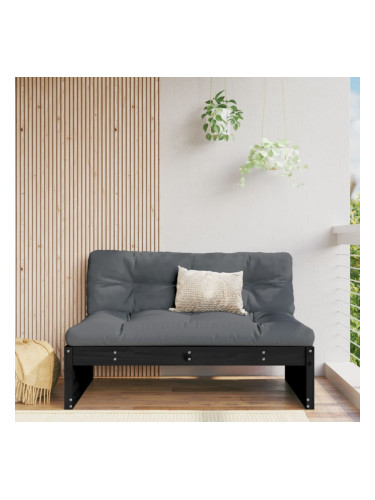 Sonata H Градински среден диван, черен, 120x80 см, борово дърво масив