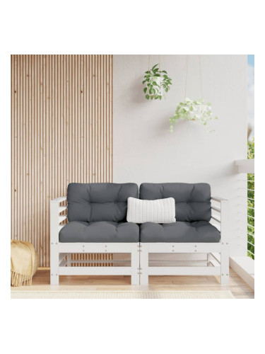 Sonata H Градински ъглови дивани, 2 бр, бели, бор масив