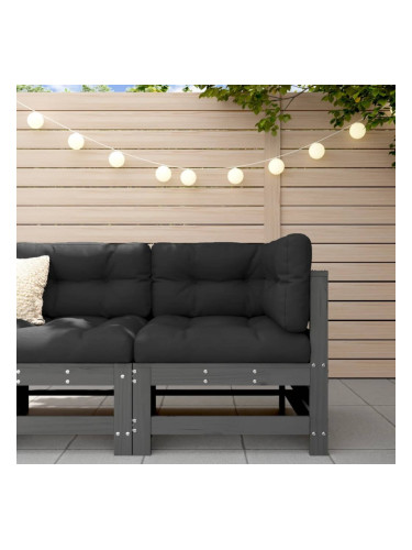 Sonata H Градински ъглов диван, сив, бор масив