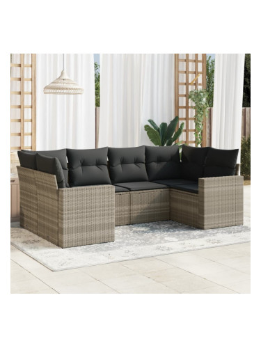 Sonata H Градински комплект с възглавници, 6 части, светлосив полиратан