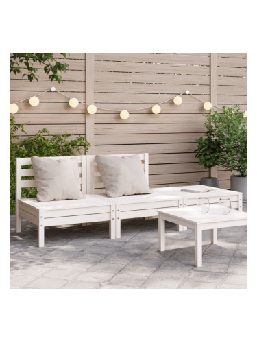 Sonata H Градински диван, 3-местен, бял, бор масив