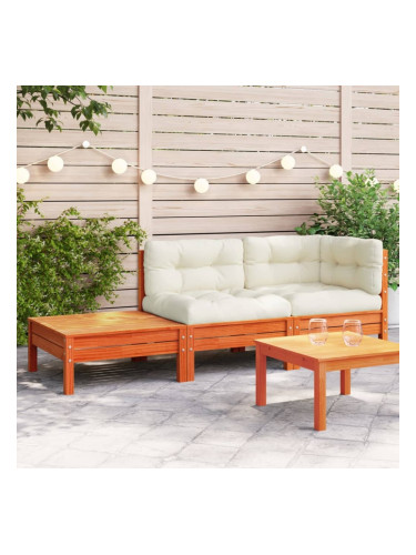 Sonata H Градински диван с възглавници и табуретка за крака, бор масив