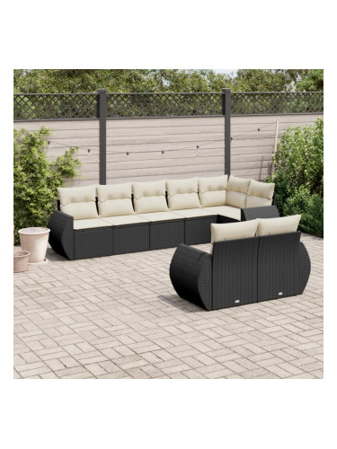 Sonata H Градински комплект диван с възглавници 8 части черен полиратан