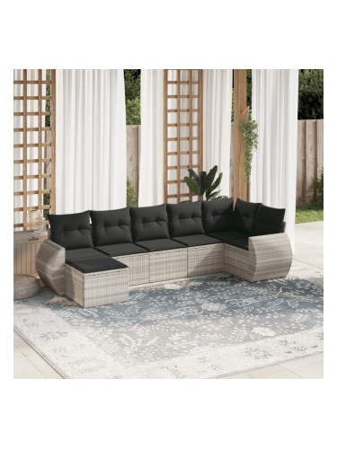 Sonata H Градински комплект с възглавници, 7 части, светлосив полиратан