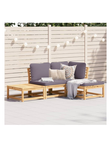 Sonata H Градински лаундж комплект с възглавници, 4 части, масив акация