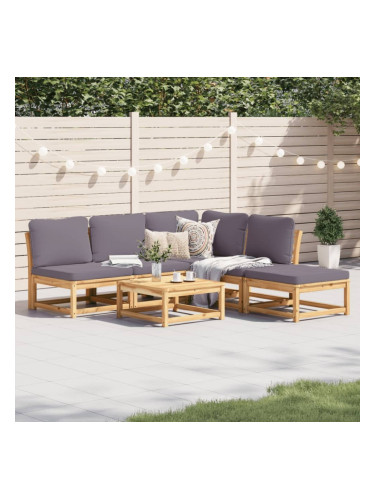 Sonata H Градински лаундж комплект с възглавници, 6 части, масив акация