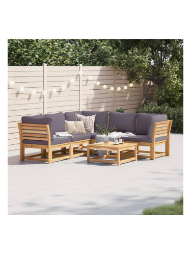 Sonata H Градински лаундж комплект с възглавници, 6 части, масив акация