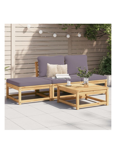 Sonata H Градински лаундж комплект с възглавници, 4 части, масив акация