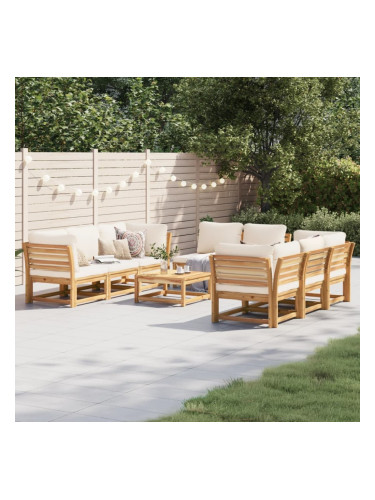 Sonata H Градински лаундж комплект с възглавници, 9 части, акация масив