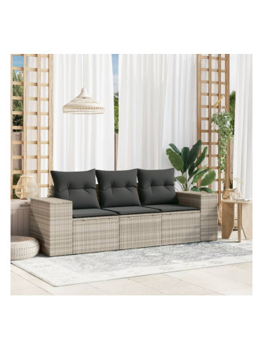 Sonata H Градински комплект с възглавници, 3 части, светлосив, полиратан