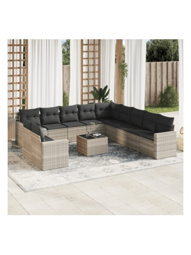 Sonata H Градински комплект с възглавници, 12 части, светлосив полиратан