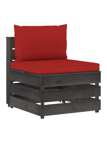 Sonata H Секционен среден диван с възглавници, сиво импрегнирано дърво