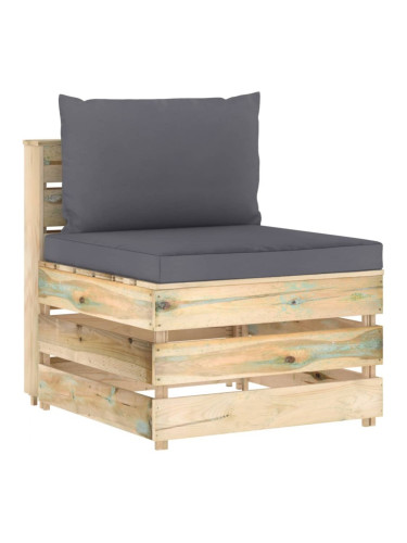 Sonata H Секционен среден диван с възглавници, зелено импрегнирано дърво