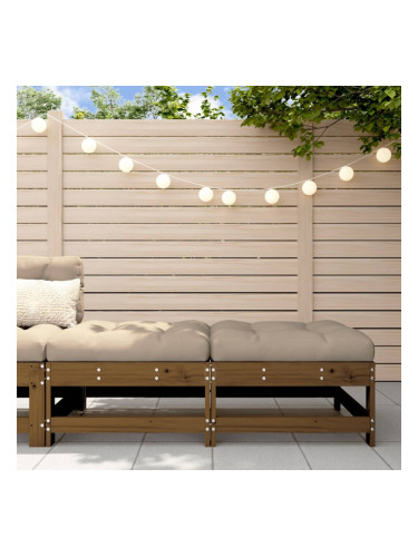 Sonata H Градински табуретки с възглавници 2 бр меденокафяви бор масив