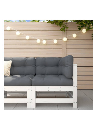 Sonata H Ъглов диван с възглавници, бял, борово дърво масив