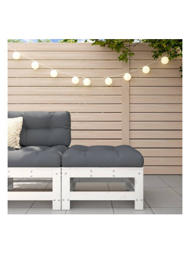 Sonata H Градинска табуретка с възглавница, бяла, борова дървесина масив