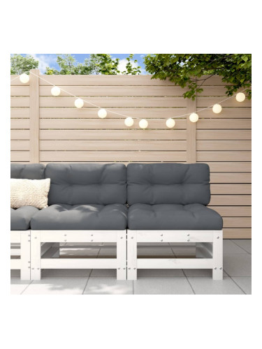 Sonata H Средни дивани с възглавници, 2 бр, бели, борово дърво масив