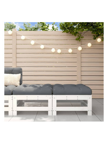 Sonata H Градински табуретки с възглавници 2 бр бели борово дърво масив