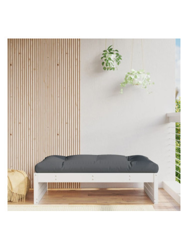 Sonata H Градинска табуретка, бяла, 120x80 см, борова дървесина масив