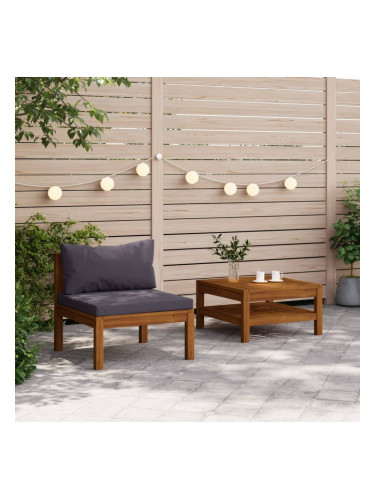 Sonata H Комплект диван от 2 части с тъмносиви възглавници акация