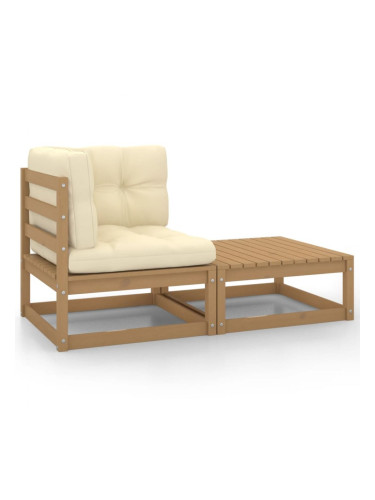 Sonata H Градински комплект 2 части с възглавници меденокафяв бор масив