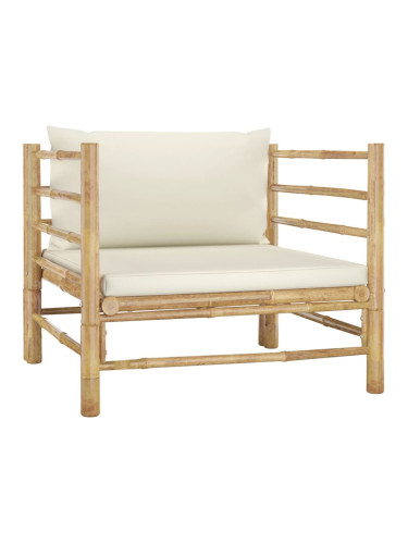 Sonata H Градински диван с кремавобели възглавници бамбук