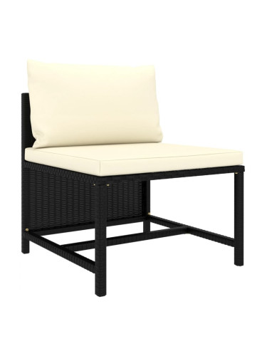 Sonata H Модулен среден диван с възглавници, черен полиратан