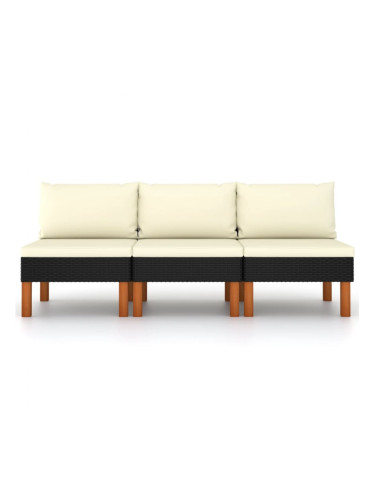 Sonata H Средни дивани, 3 бр, полиратан и евкалиптово дърво масив