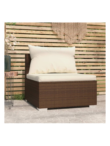 Sonata H Градински среден диван с възглавници, кафяв полиратан