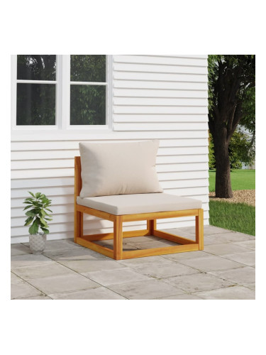 Sonata H Градински среден диван със светлосиви възглавници акация масив