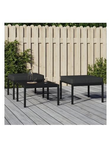 Sonata H Градински табуретки сиви възглавници 2 бр 60x60x35 см стомана