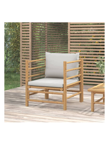 Sonata H Градински диван със светлосиви възглавници бамбук