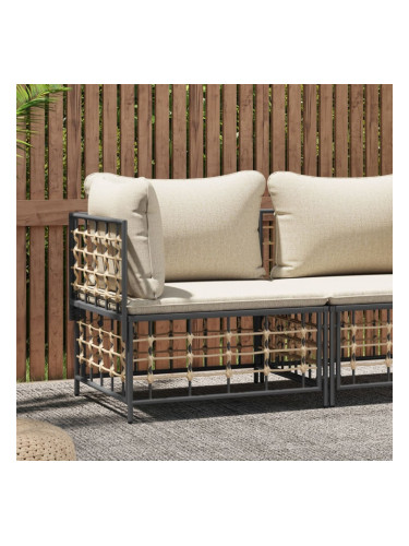 Sonata H Градински ъглов диван с бежови възглавници, полиратан