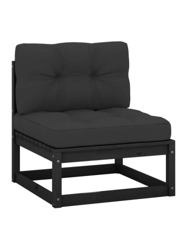 Sonata H Градински среден диван с възглавници антрацит, борово дърво