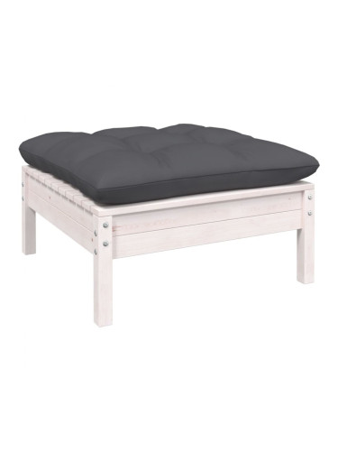 Sonata H Градинска табуретка с възглавница антрацит, бяла, бор масив