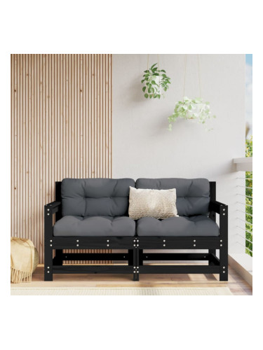 Sonata H Градински ъглови дивани, 2 бр, черни, бор масив