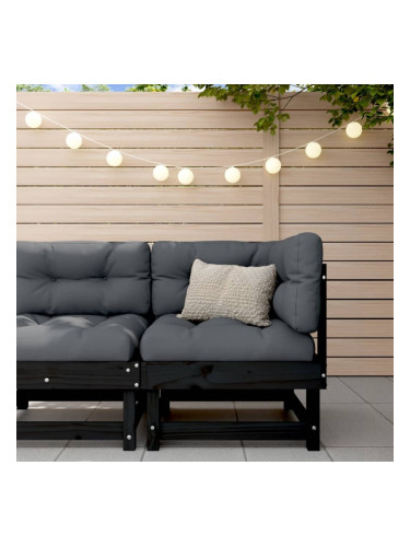 Sonata H Градински ъглов диван, черен, бор масив