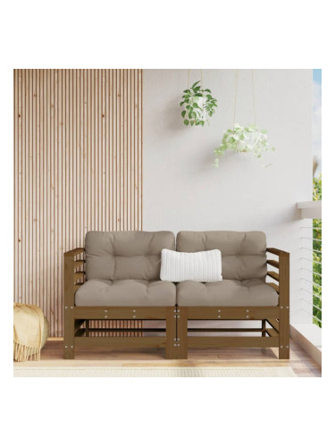 Sonata H Градински ъглови дивани, 2 бр, меденокафяви, бор масив